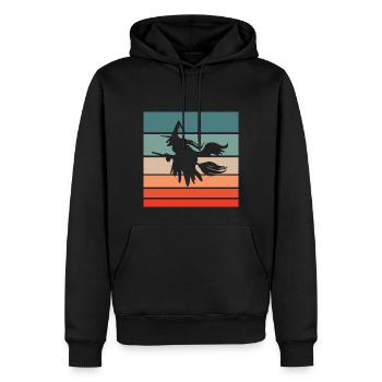 Hexe Hexenbesen Helloween Retro Style Vintage - Männer Premium Bio Hoodie - Schwarz - Vorne - Nico (187cm)