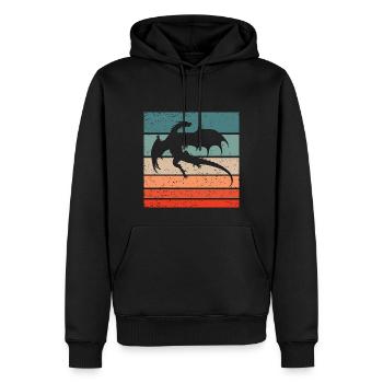 Drache Retro Style Vintage - Männer Premium Bio Hoodie - Schwarz - Vorne - Nico (187cm)