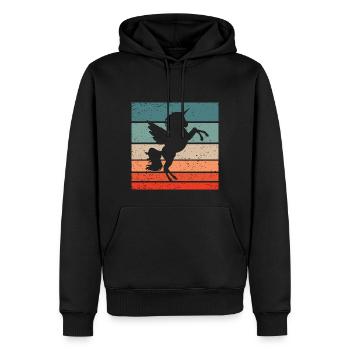 Einhorn Retro Style Vintage - Männer Premium Bio Hoodie - Schwarz - Vorne - Nico (187cm)