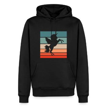Einhorn Retro Style Vintage - Männer Premium Bio Hoodie - Schwarz - Vorne - Nico (187cm)