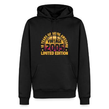 18 ans Millésime 2005 Edition Limitée 18. - Sweat à capuche Premium bio Homme - noir - Devant - Nico (187cm)