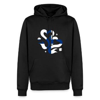 Finlande Drapeau Suomi Drapeau finlandais utilisé Look - Sweat à capuche Premium bio Homme - noir - Devant - Nico (187cm)