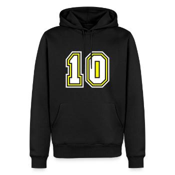 Symbole de 10 chiffres - Sweat à capuche Premium bio Homme - noir - Devant - Nico (187cm)