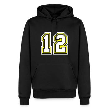Symbole de 12 chiffres - Sweat à capuche Premium bio Homme - noir - Devant - Nico (187cm)