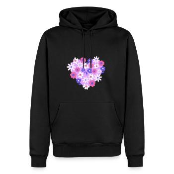 Ein Herz aus blühenden Blumen - Männer Premium Bio Hoodie - Schwarz - Vorne - Nico (187cm)