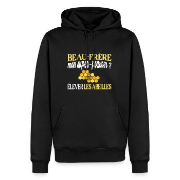 Beau-frère t-shirt apiculteur abeille miel humour - Sweat à capuche Premium bio Homme - noir - Devant - Nico (187cm)