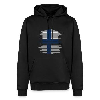 Drapeau de la Finlande Suomi Drapeau finlandais Look utilisé - Sweat à capuche Premium bio Homme - noir - Devant - Nico (187cm)