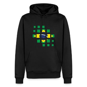 Drapeau du Brésil Drapeau de l’Amérique du Sud - Sweat à capuche Premium bio Homme - noir - Devant - Nico (187cm)