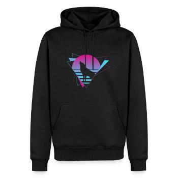 Wolf Vaporwave Wolfsrudel Wolf Wölfe - Männer Premium Bio Hoodie - Schwarz - Vorne - Nico (187cm)