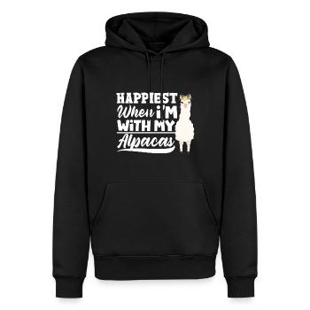 mammifères ll’alpaga le plus heureux quand je suis avec mon - Sweat à capuche Premium bio Homme - noir - Devant - Nico (187cm)