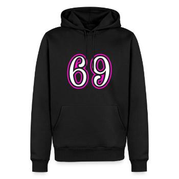 69 Zahl nummer - Männer Premium Bio Hoodie - Schwarz - Vorne - Nico (187cm)