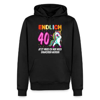 40. Geburtstag Einhorn 40 Jahre 40. Jubiläum Fun - Männer Premium Bio Hoodie - Schwarz - Vorne - Nico (187cm)
