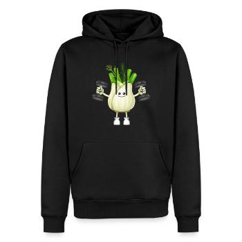 Vegan Vegan Bodybuilding Fenouil - Sweat à capuche Premium bio Homme - noir - Devant - Nico (187cm)