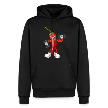 Vegan Vegan Bodybuilding Piment Rouge - Sweat à capuche Premium bio Homme - noir - Devant - Nico (187cm)