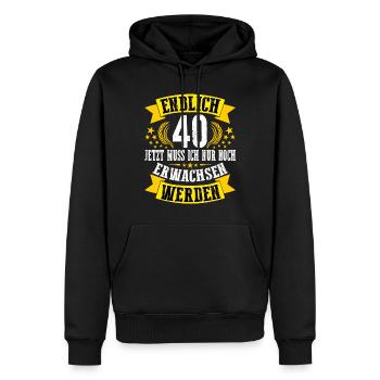 40. Geburtstag Mann 40.Ehrentag 40. Jubiläum Fun - Männer Premium Bio Hoodie - Schwarz - Vorne - Nico (187cm)