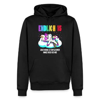 15. Geburtstag Mädchen Geschenk lustig Einhorn - Männer Premium Bio Hoodie - Schwarz - Vorne - Nico (187cm)
