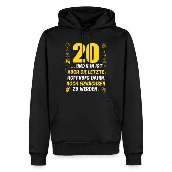 20. Geburtstag Mann 20.Ehrentag 20. Jubiläum Fun - Männer Premium Bio Hoodie - Schwarz - Vorne - Nico (187cm)