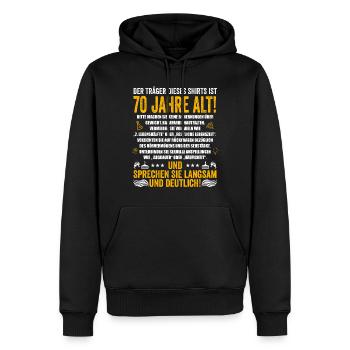 70. Geburtstag lustige Geschenke Männer 70 Jahre - Männer Premium Bio Hoodie - Schwarz - Vorne - Nico (187cm)