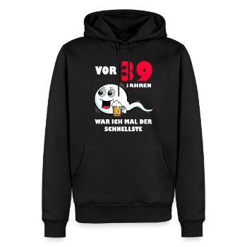 39. Geburtstag lustig 39.Ehrentag 39. Jubiläum - Männer Premium Bio Hoodie - Schwarz - Vorne - Nico (187cm)