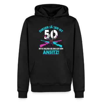 Jagdgeschenke zum 50. Geburtstag für Jäger lustig - Männer Premium Bio Hoodie - Schwarz - Vorne - Nico (187cm)