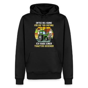 Entschuldigung das ich zu spät bin Traktor Kinder - Männer Premium Bio Hoodie - Schwarz - Vorne - Nico (187cm)