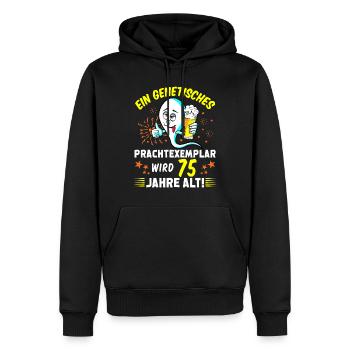 Vor 75 Jahren war ich mal der Schnellste 75 Jahre - Männer Premium Bio Hoodie - Schwarz - Vorne - Nico (187cm)