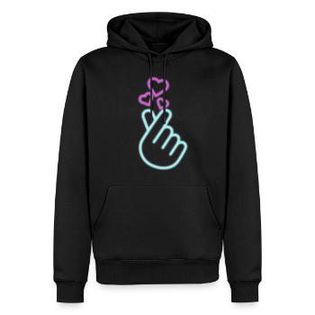 K-Pop Kdrama Electric Korean K Pop Finger HeartKor - Männer Premium Bio Hoodie - Schwarz - Vorne - Nico (187cm)