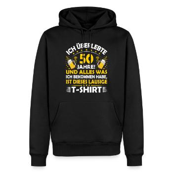 50. Geburtstag lustig 50.Ehrentag 50. Jubiläum Fun - Männer Premium Bio Hoodie - Schwarz - Vorne - Nico (187cm)