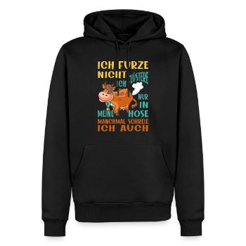 Furze Nicht Flüstere, Pupsende Kuh Furz - Männer Premium Bio Hoodie - Schwarz - Vorne - Nico (187cm)