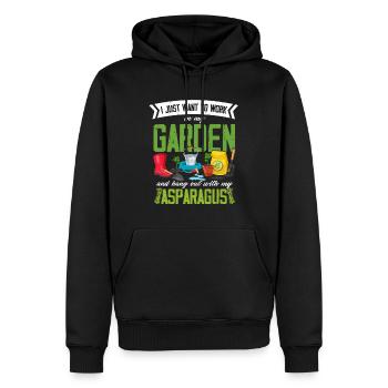 JardinAge Légumes Asperges Végétaliennes - Sweat à capuche Premium bio Homme - noir - Devant - Nico (187cm)