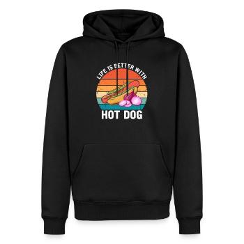 Hot Dog Love Hot Dog Pomme de terre Ketchup - Sweat à capuche Premium bio Homme - noir - Devant - Nico (187cm)