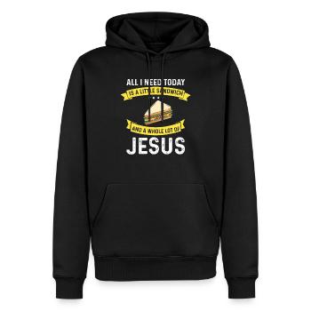 Jésus et Sandwich Dieu Christ chrétien - Sweat à capuche Premium bio Homme - noir - Devant - Nico (187cm)