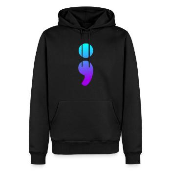 Semikolon Selbstmordbewusstsein Semi -Kolon -Selbs - Männer Premium Bio Hoodie - Schwarz - Vorne - Nico (187cm)