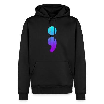 Semikolon Selbstmordbewusstsein Semi -Kolon -Selbs - Männer Premium Bio Hoodie - Schwarz - Vorne - Nico (187cm)