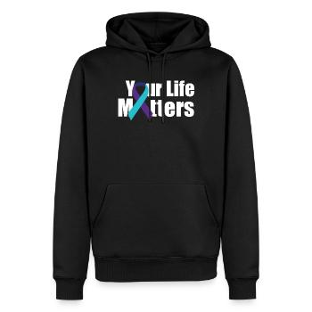 Ihr Leben ist von Bedeutung f�r Selbstmordbewussts - Männer Premium Bio Hoodie - Schwarz - Vorne - Nico (187cm)