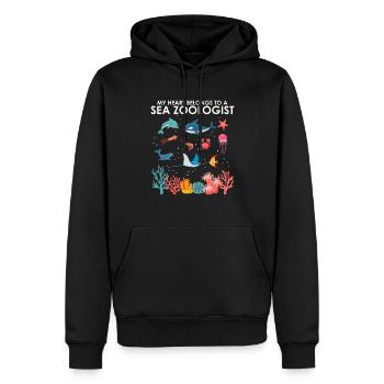 Le cœur appartient au zoologiste marin Biologie marine Mer - Sweat à capuche Premium bio Homme - noir - Devant - Nico (187cm)