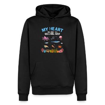 Le cœur appartient au zoologiste marin Biologie marine Mer - Sweat à capuche Premium bio Homme - noir - Devant - Nico (187cm)