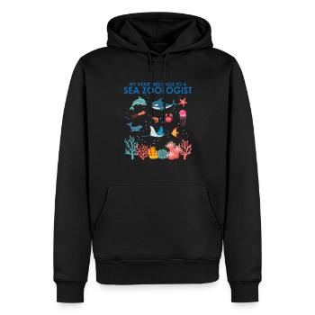Le cœur appartient au zoologiste marin Biologie marine Mer - Sweat à capuche Premium bio Homme - noir - Devant - Nico (187cm)
