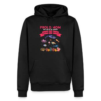 Fière Maman Microbiologie Biologie Biologiste Mer - Sweat à capuche Premium bio Homme - noir - Devant - Nico (187cm)