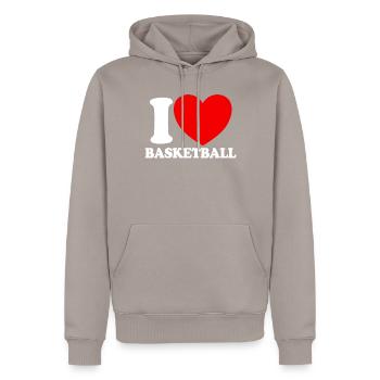 Ich liebe Basketball Red Heart Hoop B-Ball-Basketb - Männer Premium Bio Hoodie - Taupe - Vorne - Nico (187cm)