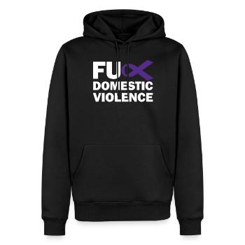Fick h�usliche Gewalt Purpurband Gewalt�berlebende - Männer Premium Bio Hoodie - Schwarz - Vorne - Nico (187cm)