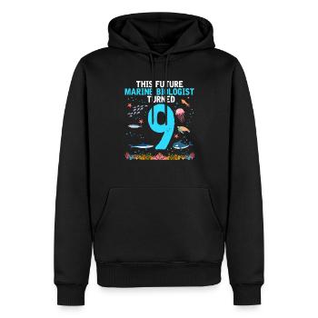 Marine Biology Birthday Party 9 Years Nine - Men’s Premium Organic Hoodie - black - Front - Nico (187cm)