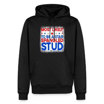 H�chstwahrscheinlich ein Star Spangled Stud 4. Jul - Männer Premium Bio Hoodie - Schwarz - Vorne - Nico (187cm)