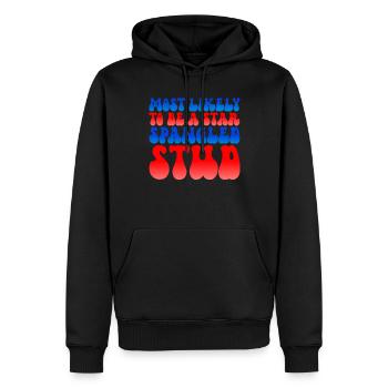 H�chstwahrscheinlich ein Star Spangled Stud 4. Jul - Männer Premium Bio Hoodie - Schwarz - Vorne - Nico (187cm)