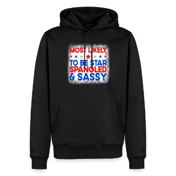 Am wahrscheinlichsten ist der Star am 4. Juli mit - Männer Premium Bio Hoodie - Schwarz - Vorne - Nico (187cm)