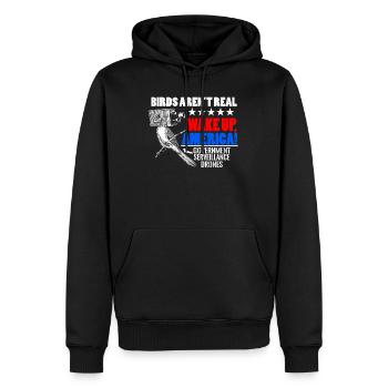V�gel sind nicht echte Weck -Aufwachen -Verschw�ru - Männer Premium Bio Hoodie - Schwarz - Vorne - Nico (187cm)