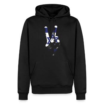 Israel Flagge Friedenszeichen Hand Frieden in Isra - Männer Premium Bio Hoodie - Schwarz - Vorne - Nico (187cm)