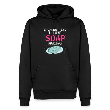 Conception de fabrication de savon pour les conceptions de fabricants de savon - Sweat à capuche Premium bio Homme - noir - Devant - Nico (187cm)