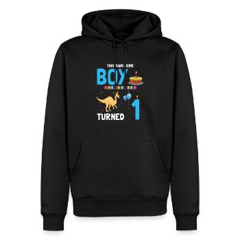Parasaurolophus Boys Design Birthday Party - Men’s Premium Organic Hoodie - black - Front - Nico (187cm)