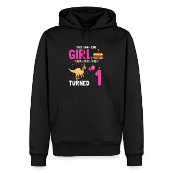 Parasaurolophus Girls Design Birthday Party - Men’s Premium Organic Hoodie - black - Front - Nico (187cm)